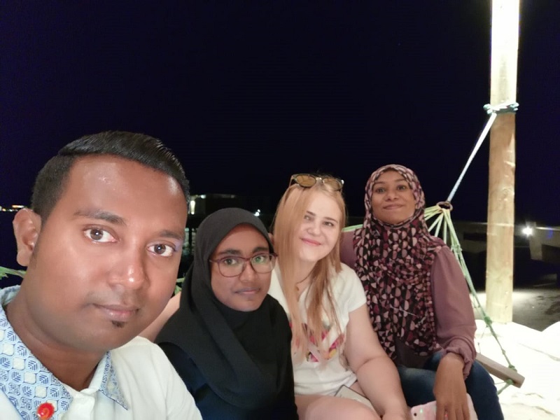 Kamile with some of her work colleagues in the Maldives